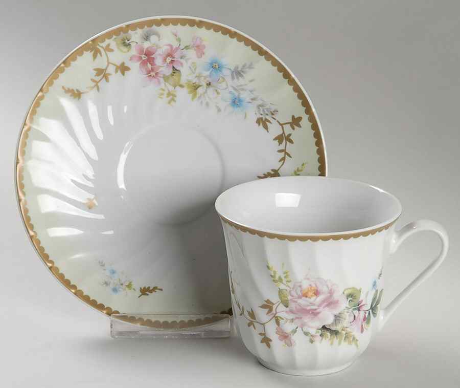 Charmed Rose Flat Cup & Saucer Set by Lynn's China-1
