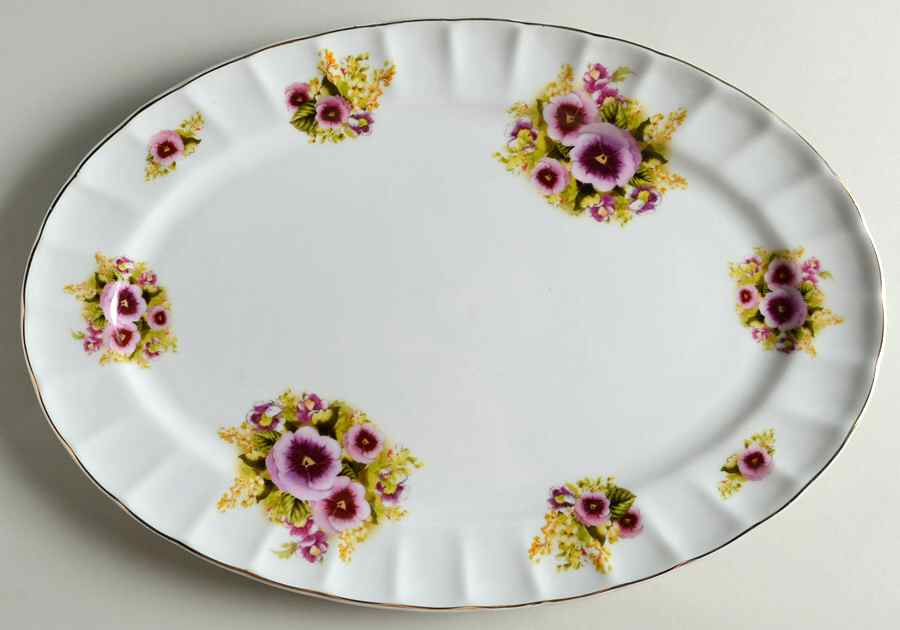 Spring Pansies 13" Oval Serving Platter by Lynn's China-1
