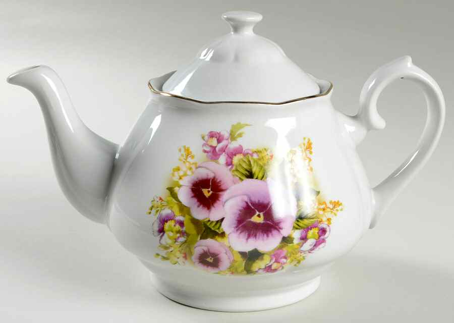 Spring Pansies Teapot & Lid by Lynn's China-1