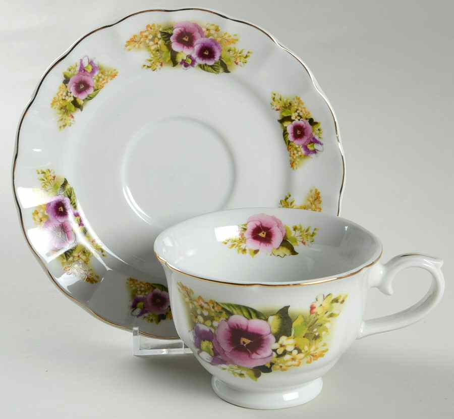 Spring Pansies Footed Cup & Saucer Set by Lynn's China-1