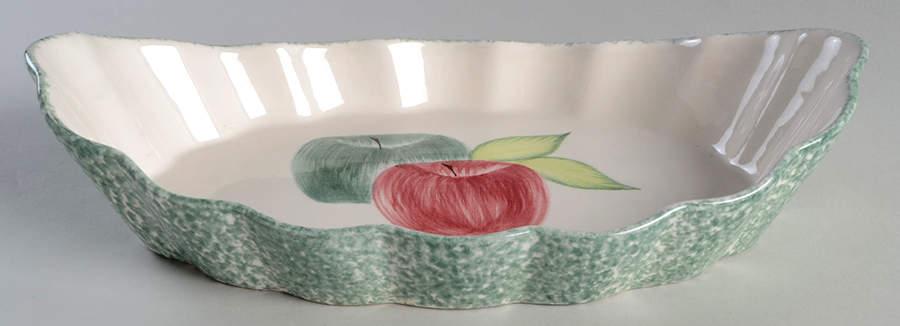 Apple Stipple 13" Oval Serving Bowl by Laurie Gates-1