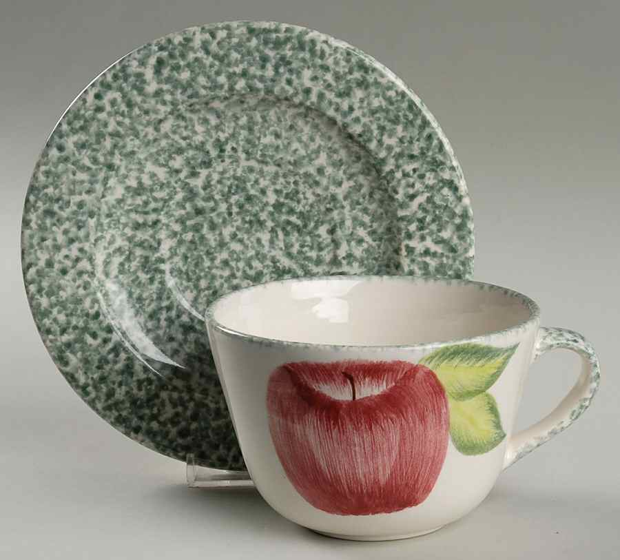 Apple Stipple Breakfast Cup & Saucer Set by Laurie Gates-1