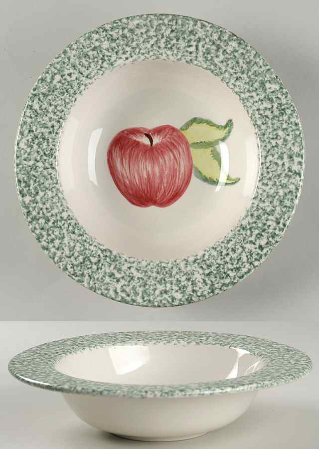 Apple Stipple Rim Soup Bowl by Laurie Gates-1