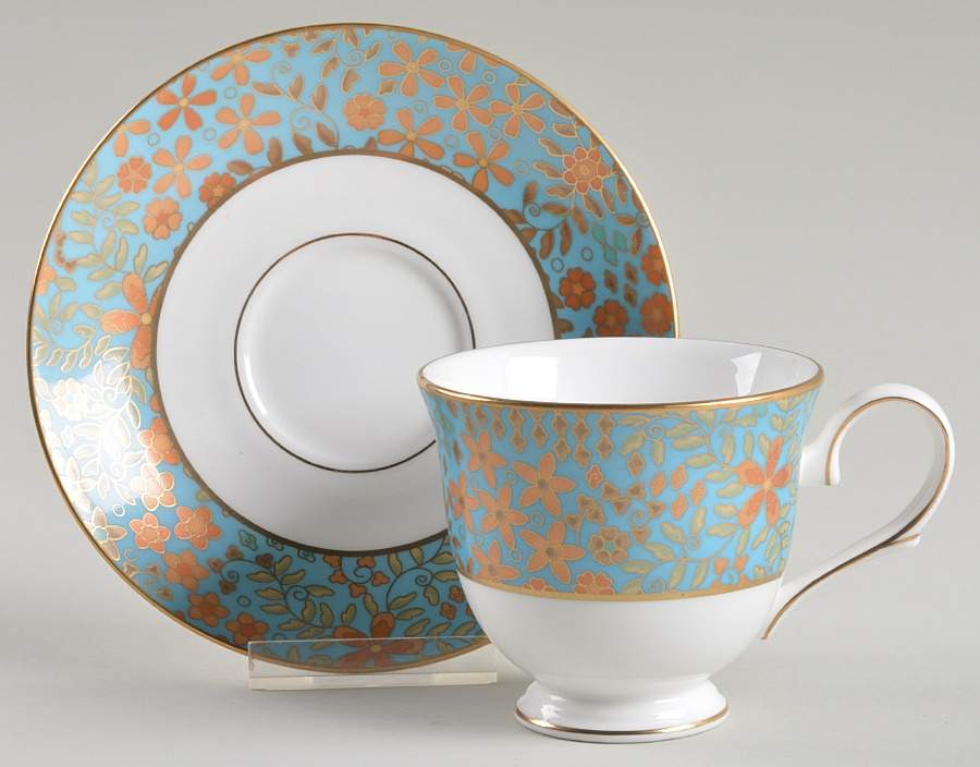 Gilded Tapestry Footed Cup & Saucer Set by Lenox-1