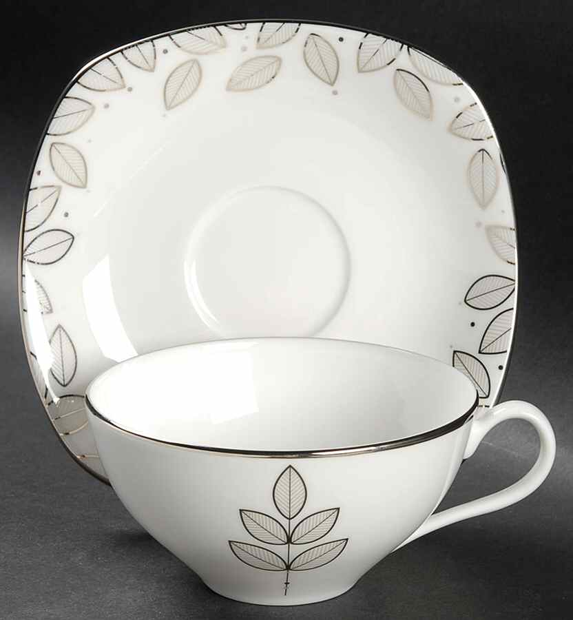 Platinum Leaf Flat Cup & Saucer Set by Lenox-1