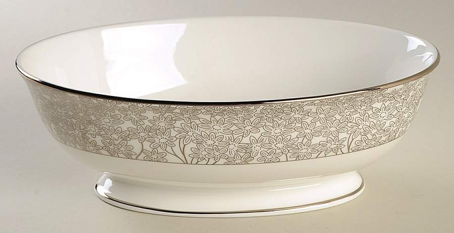 Silver Bouquet 9" Oval Vegetable Bowl by Lenox-1
