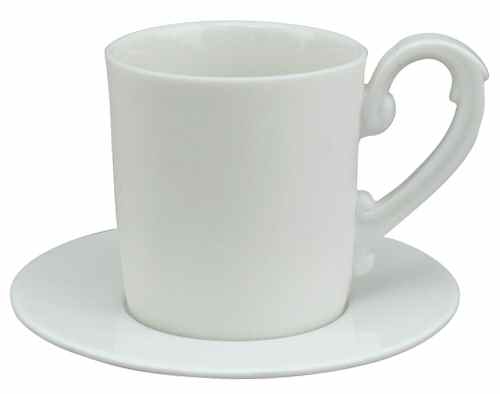 Miix White Flat Cup & Saucer Set by Lynn's China-1