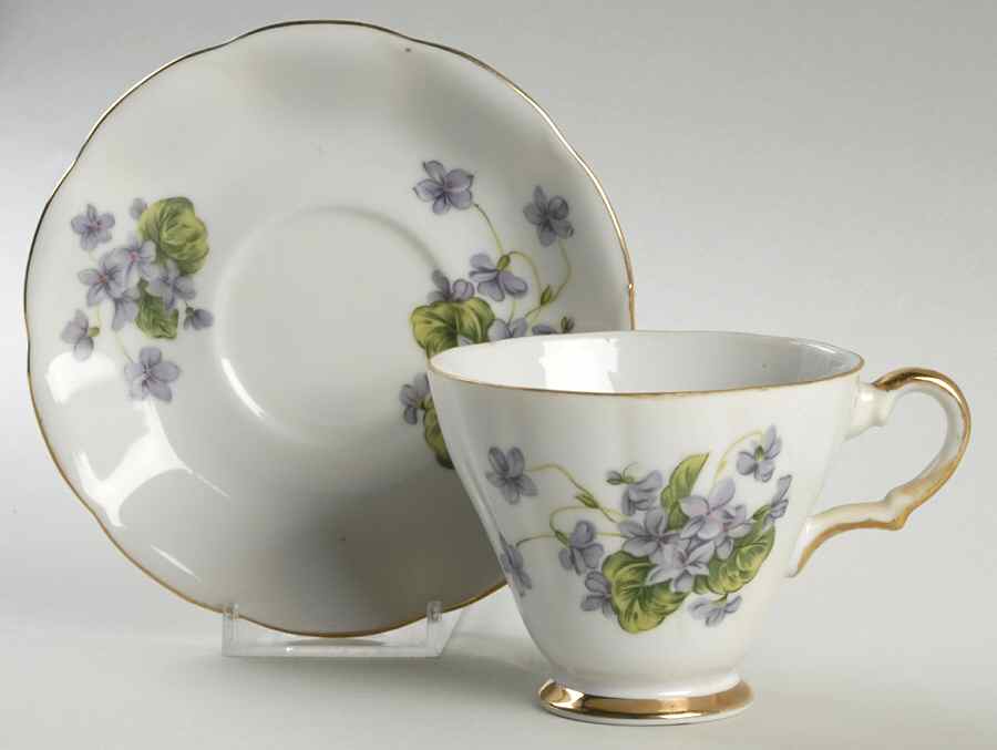 Flower of the Month Footed Cup & Saucer Set by Lefton-1