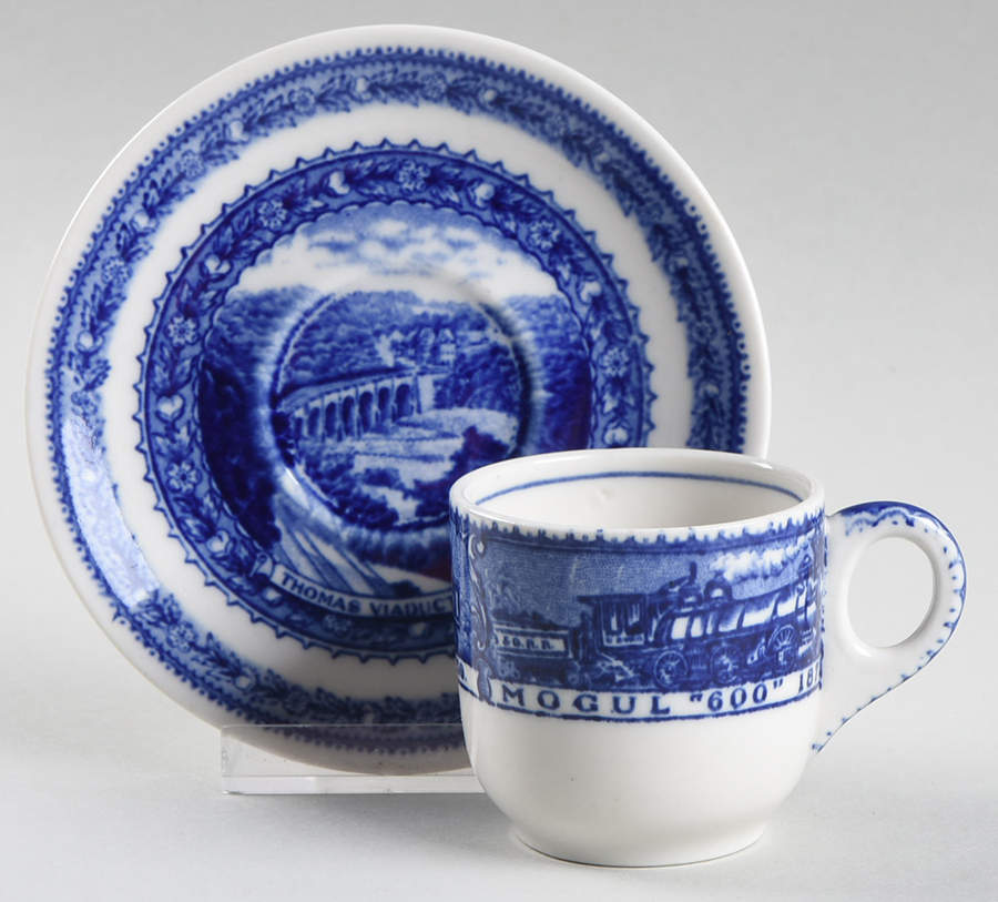 Baltimore & Ohio Railroad Flat Demitasse Cup & Saucer Set by Lamberton-1