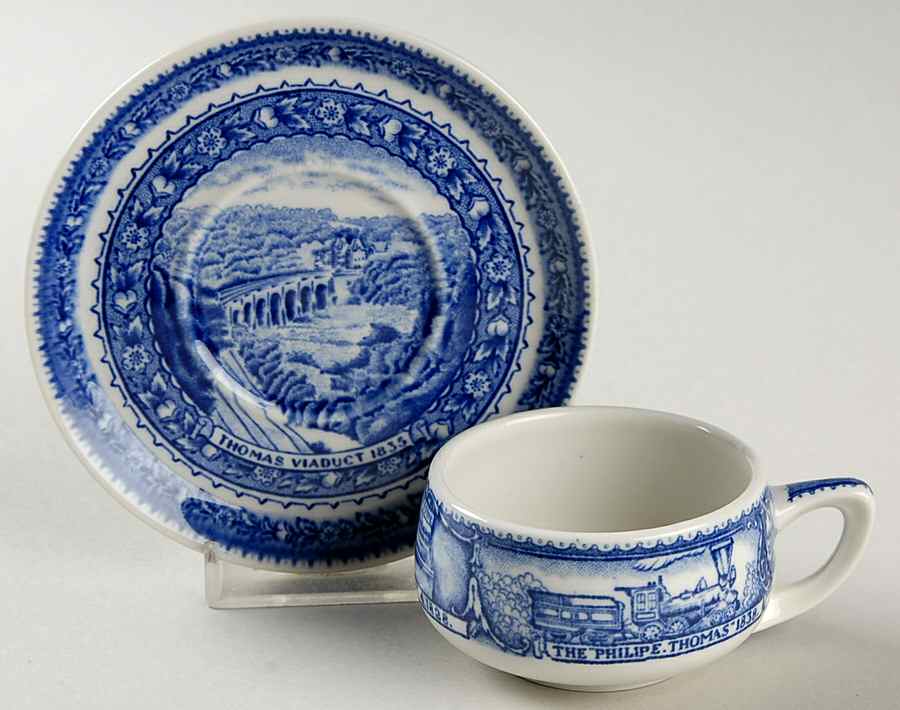 Baltimore & Ohio Railroad Flat Demitasse Cup & Saucer Set by Lamberton-1