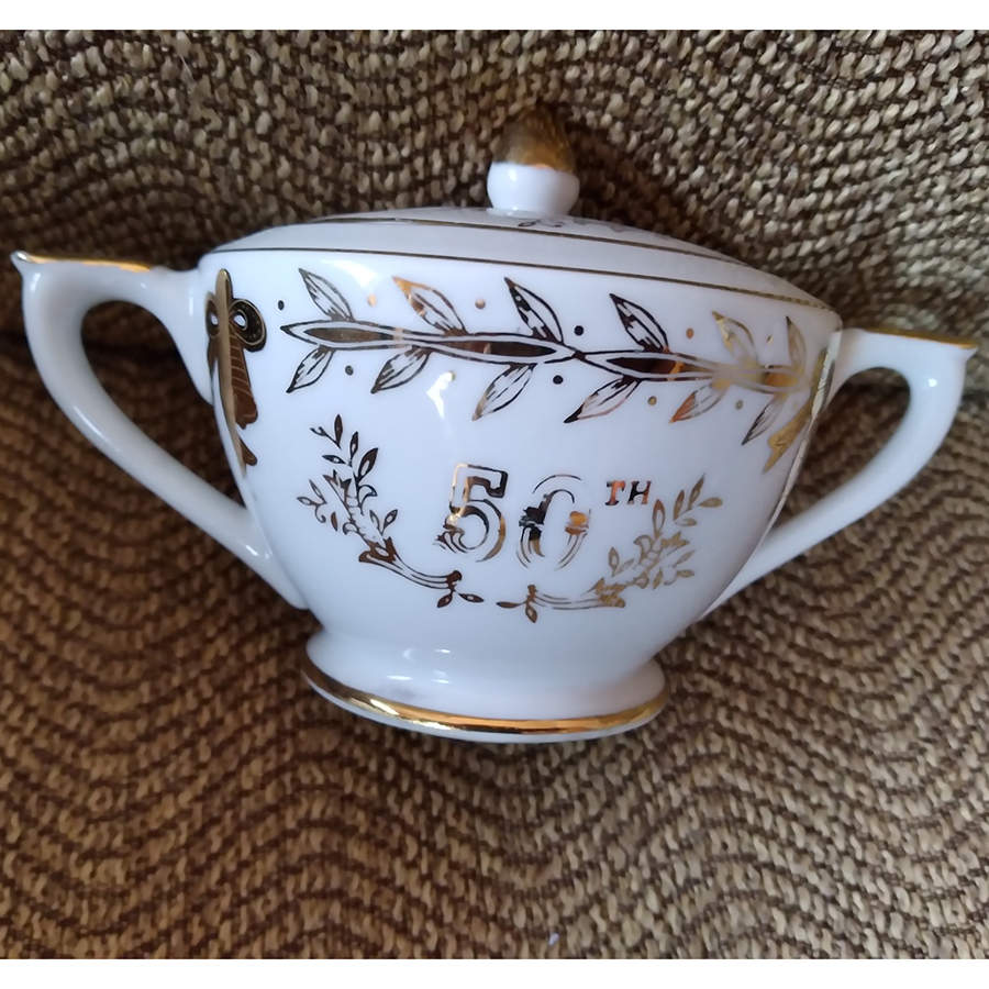 Anniversary Sugar Bowl & Lid by Lefton-1