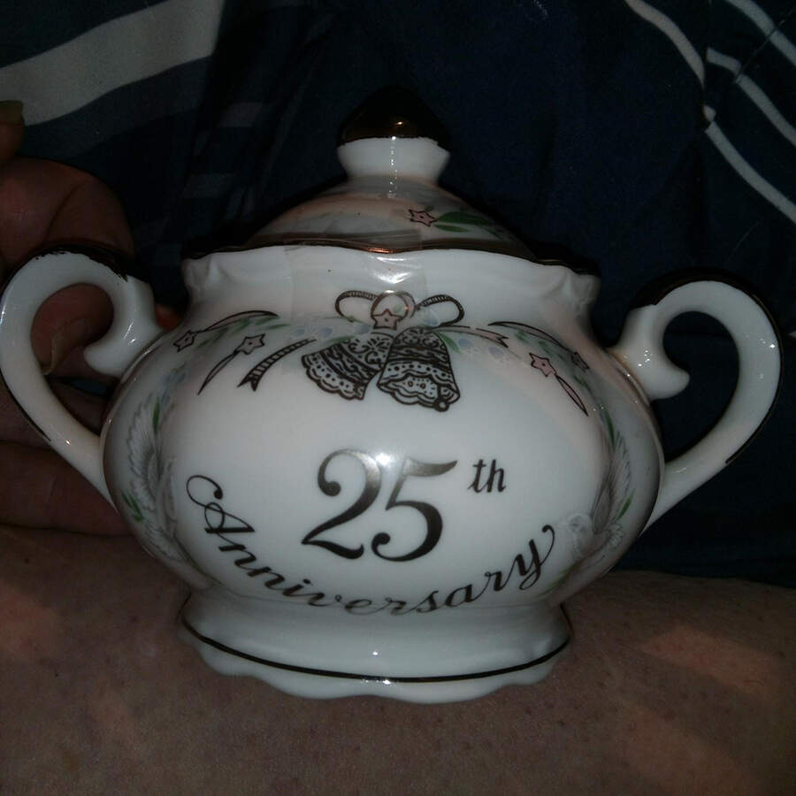 Anniversary Sugar Bowl & Lid by Lefton-1
