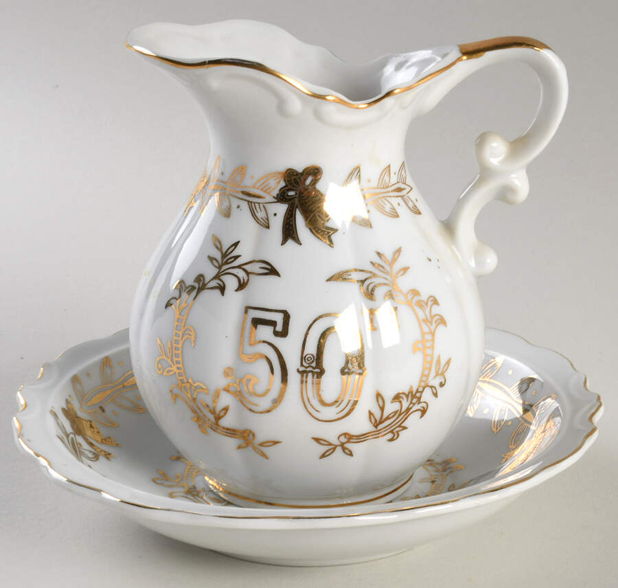Anniversary Miniature Pitcher & Bowl Set by Lefton-1