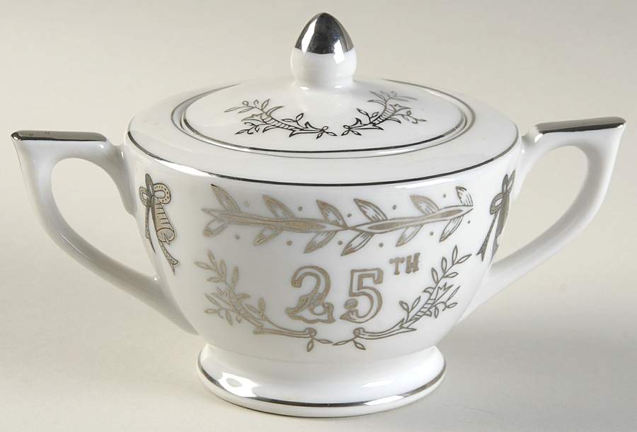 Anniversary Sugar Bowl & Lid by Lefton-1
