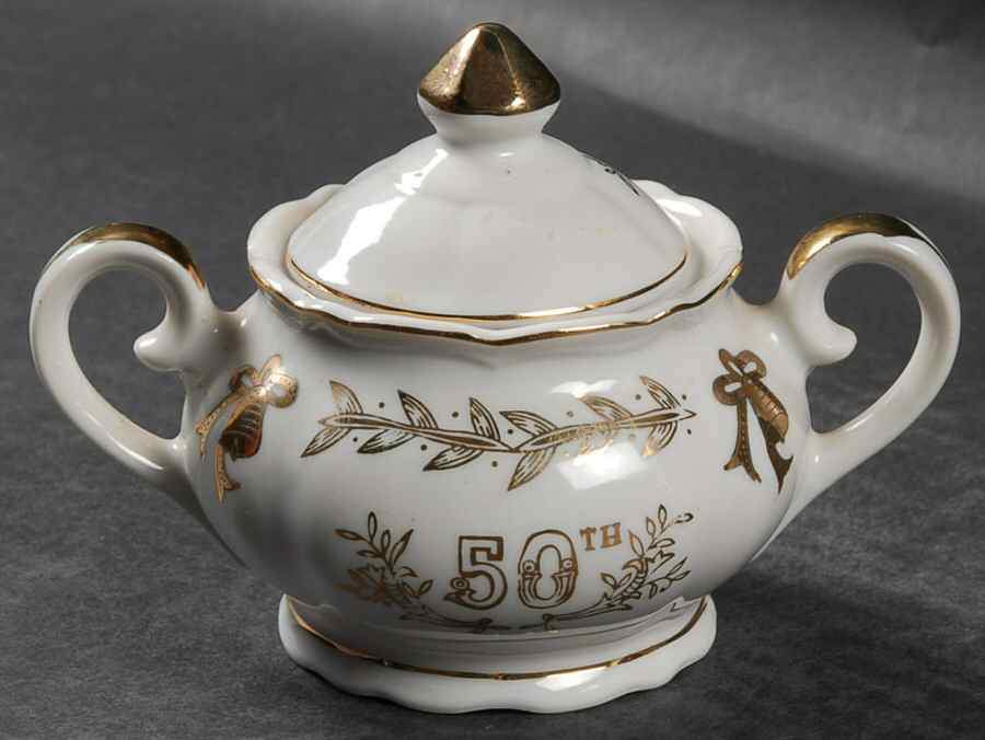 Anniversary Mini Sugar Bowl & Lid by Lefton-1