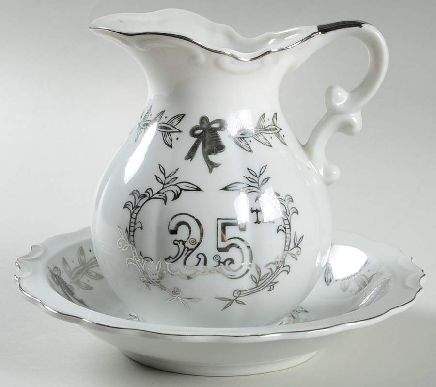 Anniversary 16 Oz Pitcher and Bowl Set by Lefton-1