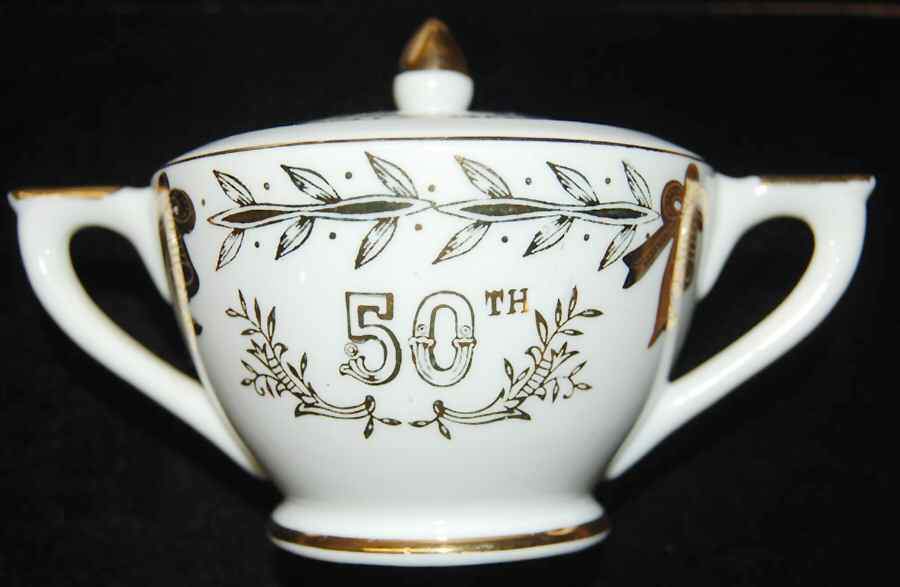 Anniversary Sugar Bowl & Lid by Lefton-1