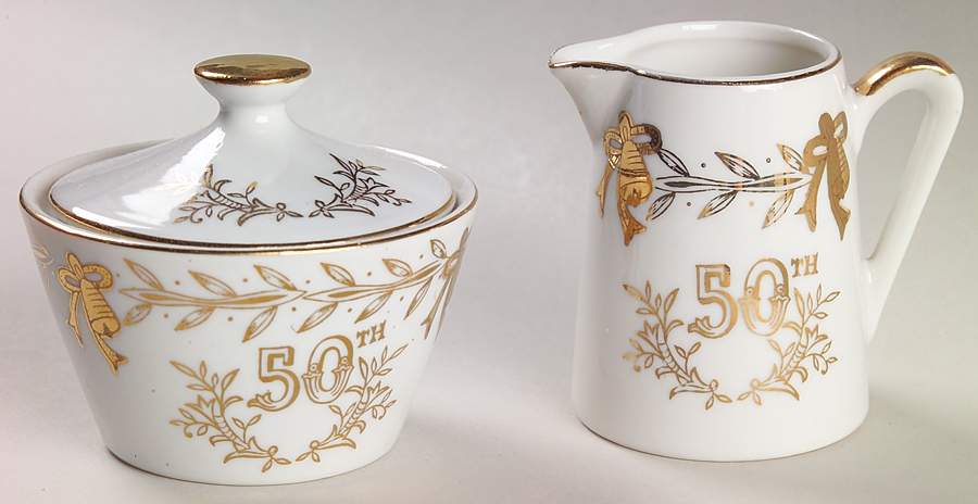 Anniversary Mini Creamer & Sugar with Lid Set by Lefton-1