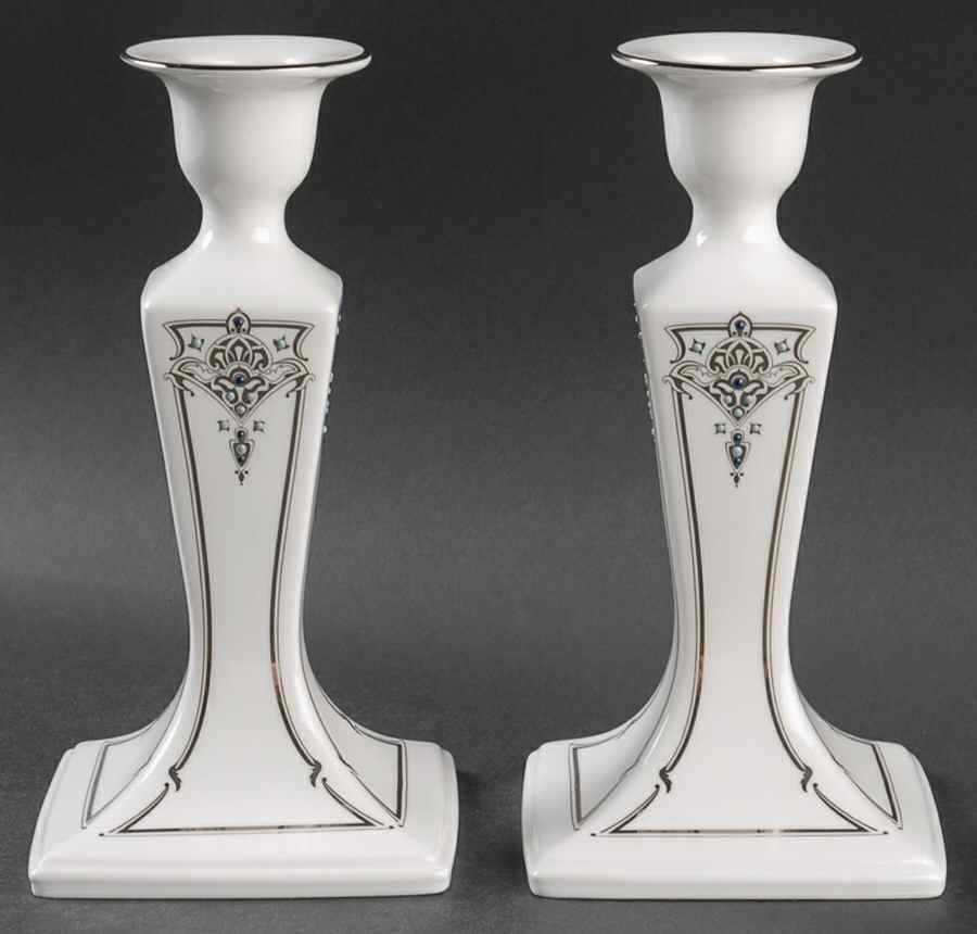 Platinum Tapestry 7" Candlestick - Set of 2 by Lenox-1