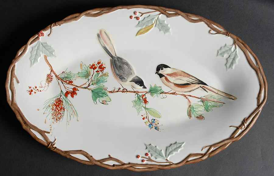 Winter Song 16" Sculpted Oval Serving Platter by Lenox-1