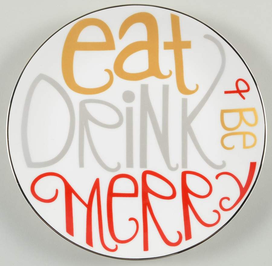 Eat Drink Be Merry Dessert/Pie Plate by Lenox-1