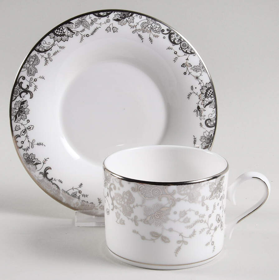 French Lace Flat Cup & Saucer Set by Lenox-1