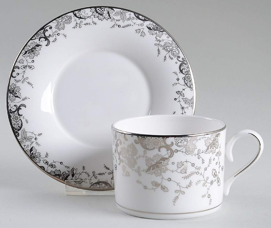 French Lace Flat Cup & Saucer Set by Lenox-1