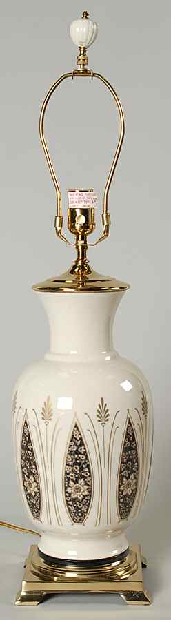 Golden Dynasty (Cream Background) 26" Electric Lamp No Shade by Lenox-1