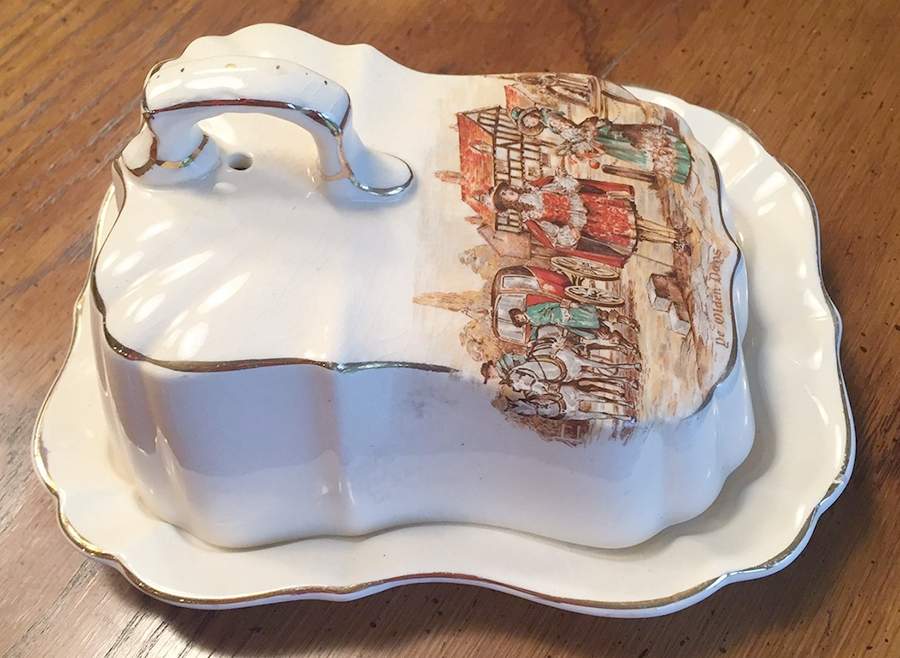 Ye Olden Days Cheese Dish with Lid (Wedge) by Lancaster & Sandland-1