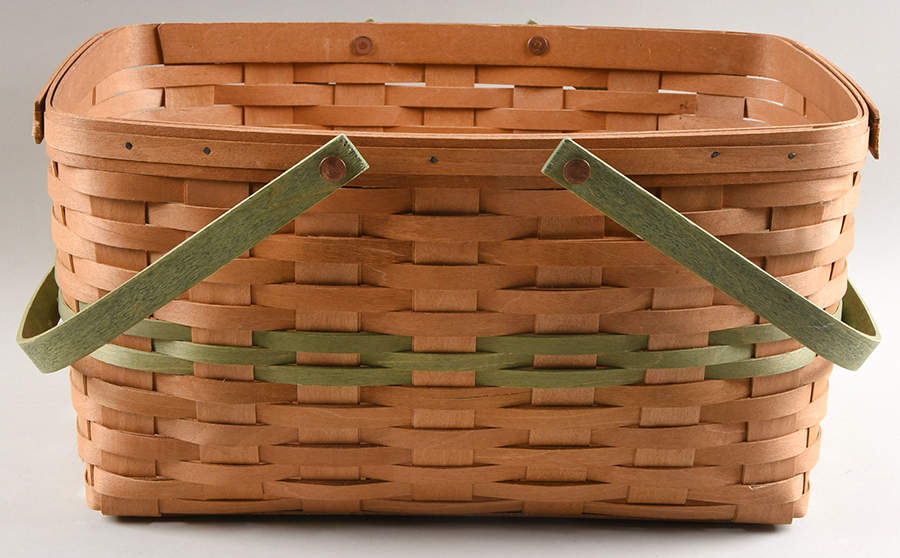 Baskets (2 Handle) Large Market Basket W/ Sage Weave by Longaberger-1