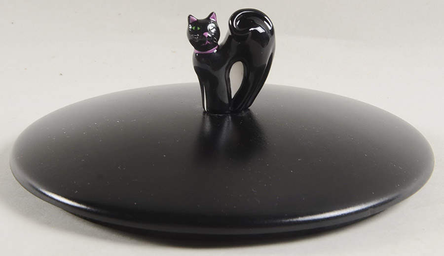 Baskets Lid with Black Cat Knob for Small Cauldron Basket by Longaberger-1