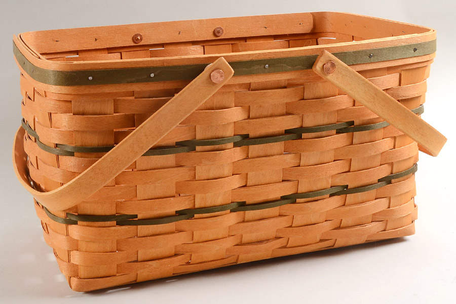Baskets (2 Handle) Green Weave Large Market Basket by Longaberger-1