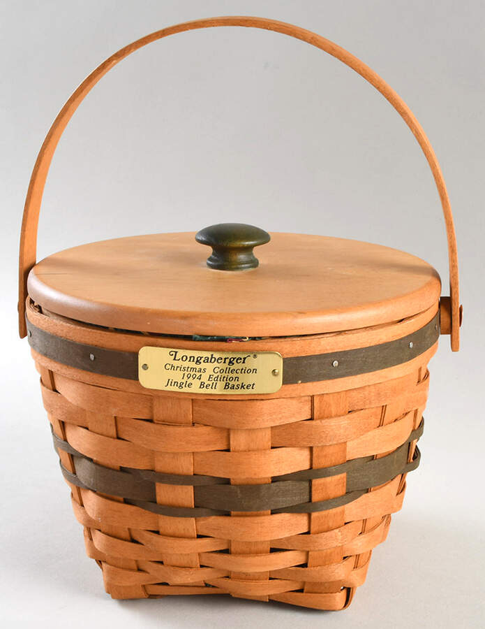 Baskets Green Jingle Bell Basket & Lid w/Liner & Protector by Longaberger-1