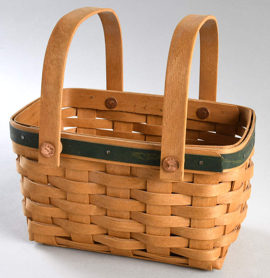 Baskets Group Sales Little Market Basket with Green Band by Longaberger-1