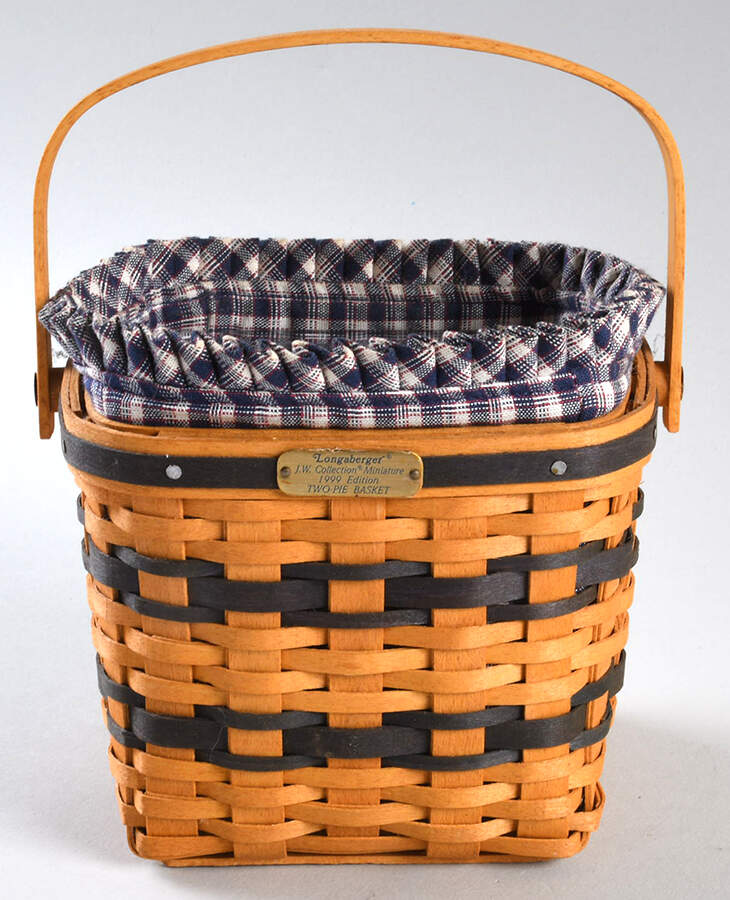 Baskets JW Miniature Two Pie Basket W/ Liner Protector & Riser by Longaberger-1