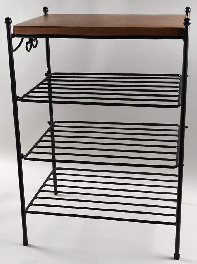 Baskets Metal 4 Shelf Side Table with Wood Top Shelf by Longaberger-1