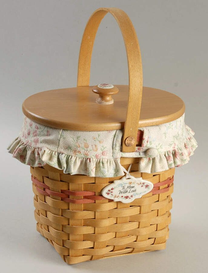 Baskets Vintage Blossoms Basket W/Lid,Liner,Protect&Charm by Longaberger-1