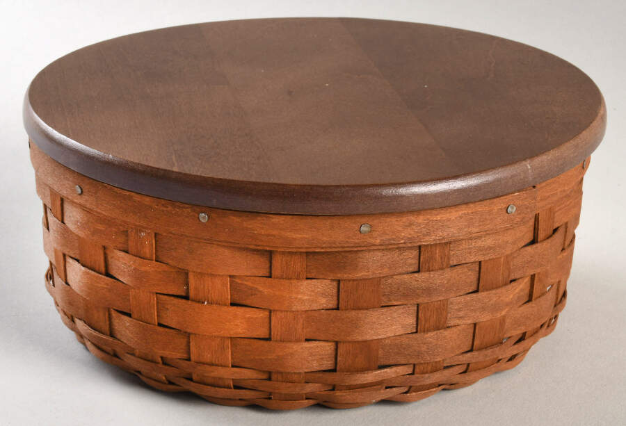 Baskets 7" Round Keeping Basket with Lid, Liner & Protector by Longaberger-1