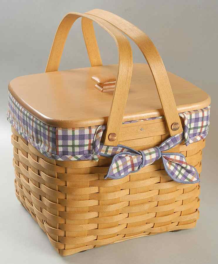 Baskets Beachcomber Basket & Lid w/Liner & Protector Set by Longaberger-1
