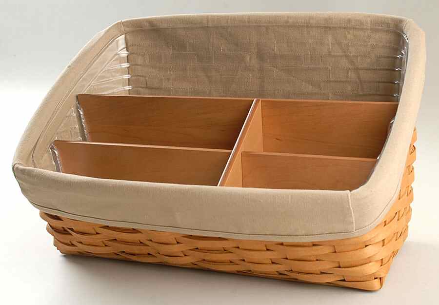 Baskets Large Desktop & Liner w/Protector & Wood Dividers by Longaberger-1