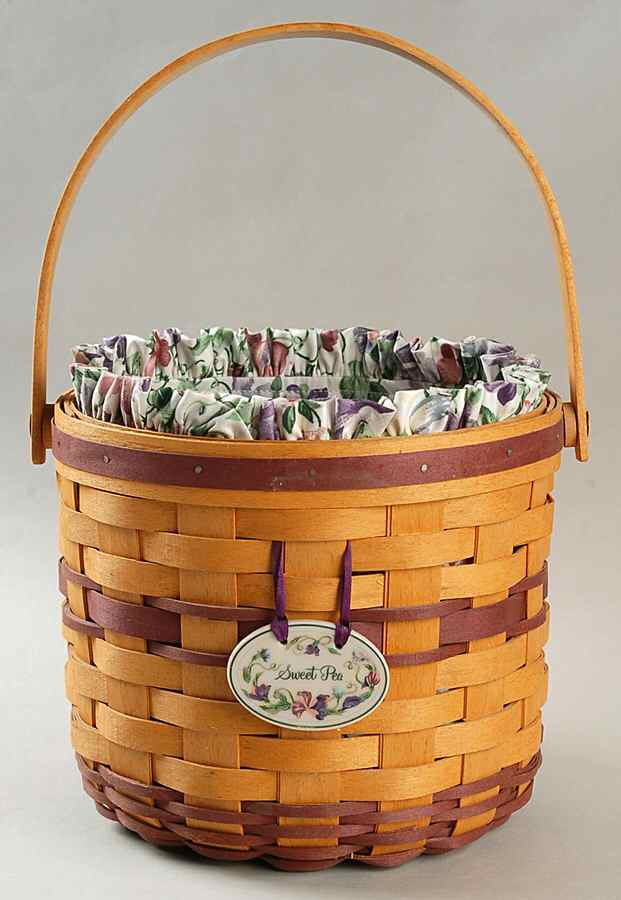 Baskets Sweet Pea Basket & Liner w/Protector & Charm by Longaberger-1