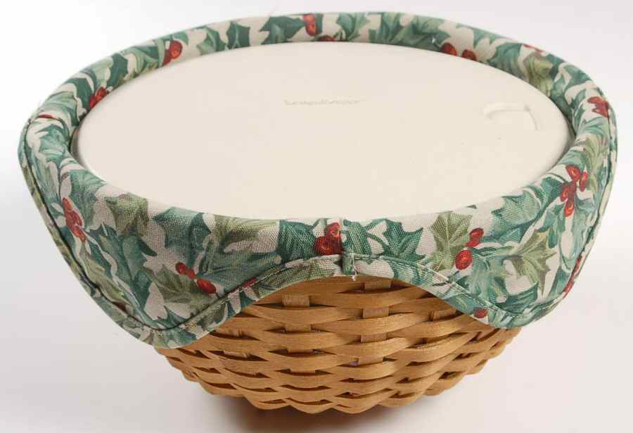 Baskets 9" Round Bowl Basket W/Liner & Lidded Protector by Longaberger-1