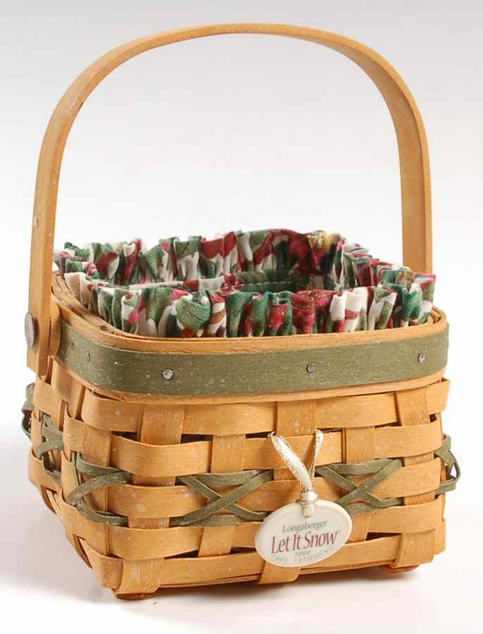 Baskets Green Let It Snow Basket W/Liner,Protector & Charm by Longaberger-1