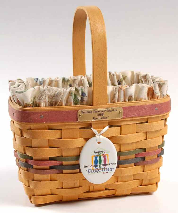Baskets 1999 Bee Basket W/Liner,Protector & Charm by Longaberger-1