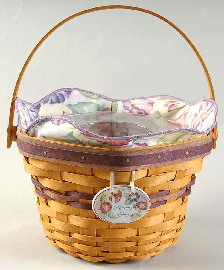 Baskets Morning Glory Basket&Liner w/Protector,Lid&Charm by Longaberger-1