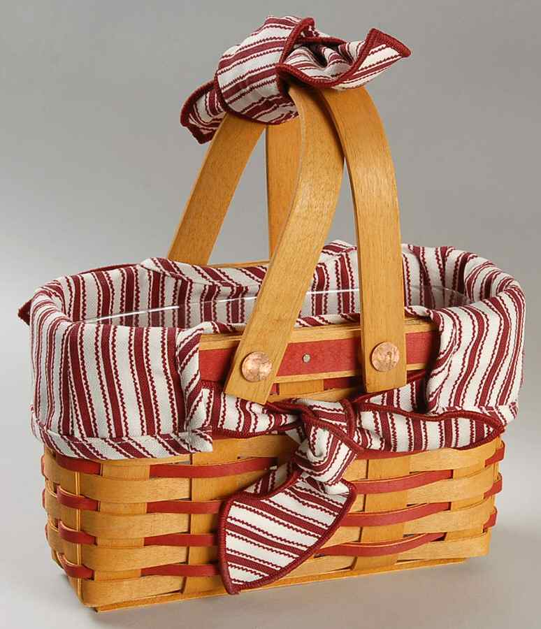 Baskets Red Picture Perfect w/Liner,Protector&Handle Tie by Longaberger-1