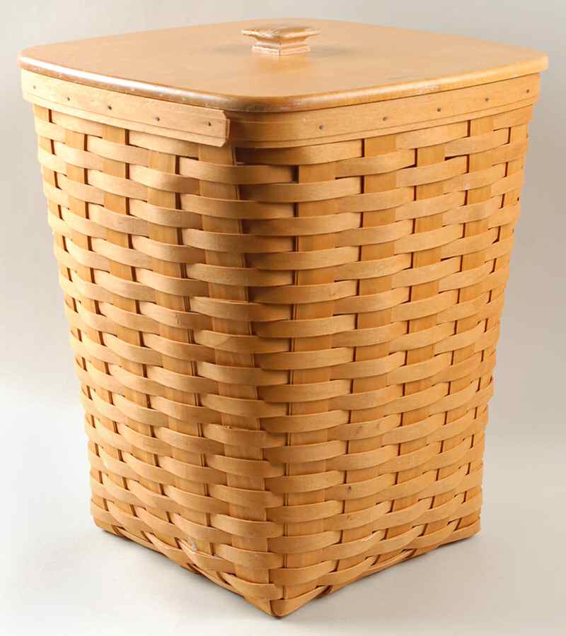 Baskets Medium Square Waste Basket W/Lid & Protector by Longaberger-1
