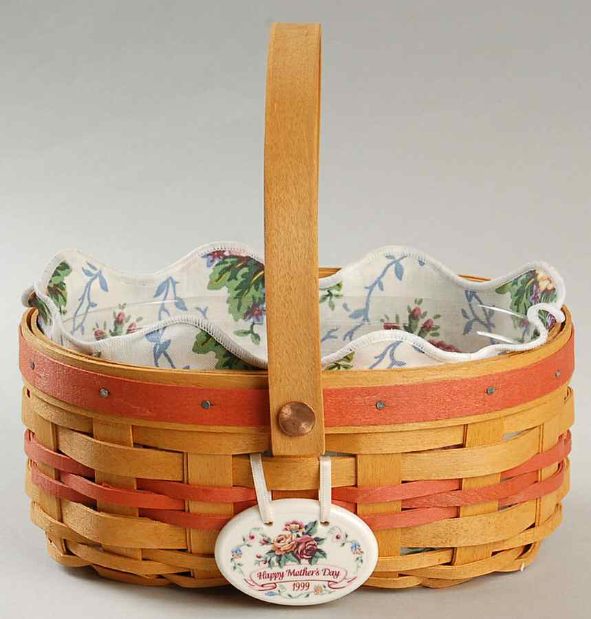Baskets Tea for Two Basket W/Liner, Protector & Charm by Longaberger-1