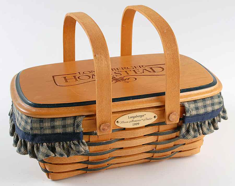 Baskets (3pc) 1999 Woven Memories Blue Accent Basket by Longaberger-1