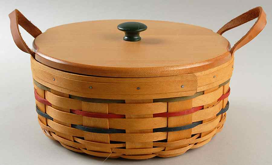 Baskets Woven Traditions Darning Basket W/Lid & Protector by Longaberger-1